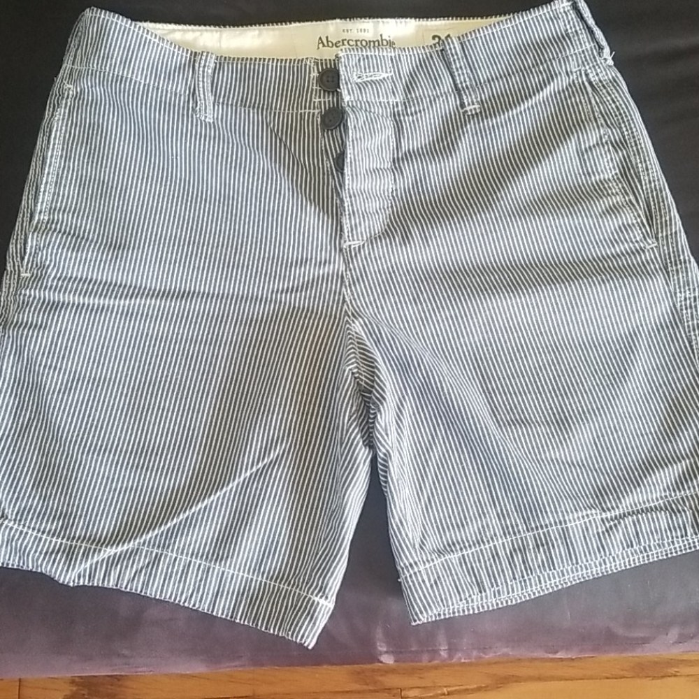 Pin striped button fly shorts